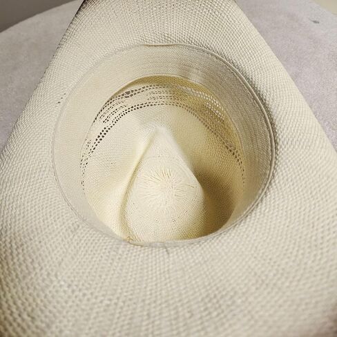 Western Straw Cowboy Hat with Beaded Band, Blue Stone Accent, Vented Crown, Natural in Saudi Arabia