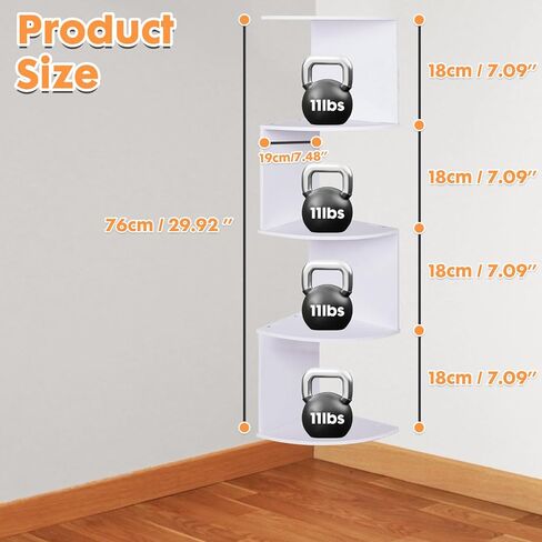 حامل حائط على رف الزاوية من LuiceABC، رف عائم من 5 طبقات للمنزل وغرفة النوم والمكتب والحمام وديكور غرفة المعيشة (أبيض) in Kuwait