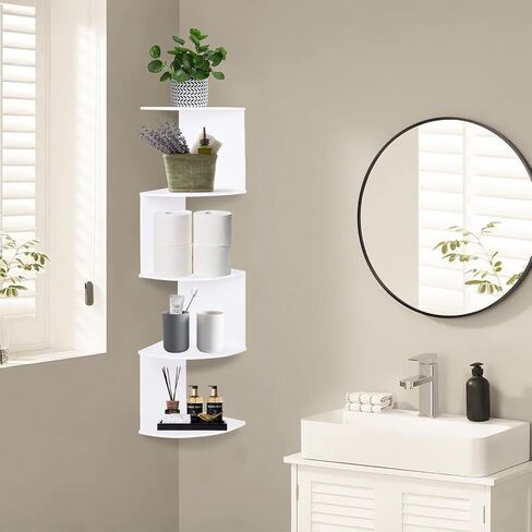 حامل حائط على رف الزاوية من LuiceABC، رف عائم من 5 طبقات للمنزل وغرفة النوم والمكتب والحمام وديكور غرفة المعيشة (أبيض) in Kuwait