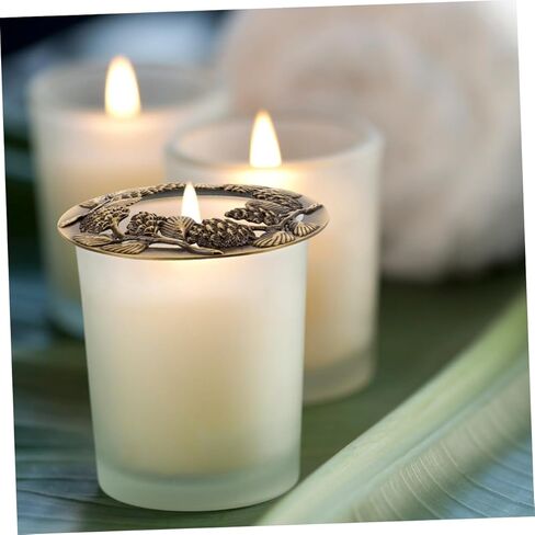 NUOBESTY 2pcs Antique Style Metal Candle Toppers Extend Burn Safe Lid for Scented Candles Home Decor Accessory in Saudi Arabia