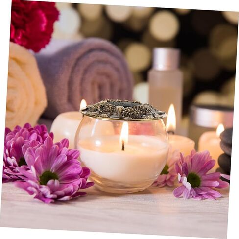 NUOBESTY 2pcs Antique Style Metal Candle Toppers Extend Burn Safe Lid for Scented Candles Home Decor Accessory in Saudi Arabia
