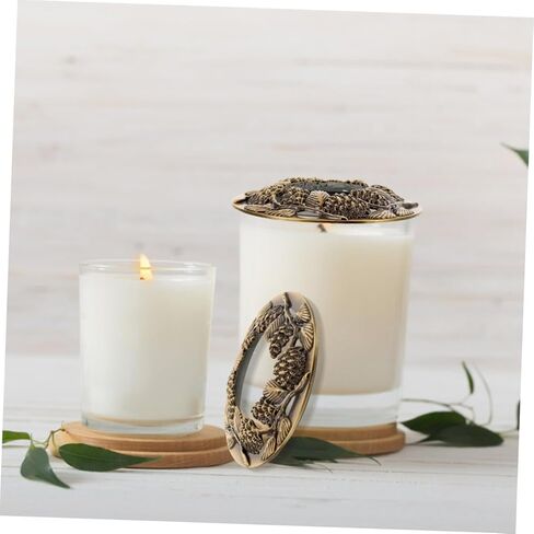 NUOBESTY 2pcs Antique Style Metal Candle Toppers Extend Burn Safe Lid for Scented Candles Home Decor Accessory in Saudi Arabia
