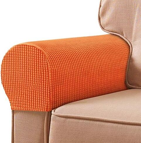 Soft Stretch Plush Armrest Covers, Stretch Armrest Covers for Chairs/Sofas, Couch Arm Covers, Anti-Slip Furniture Protector Armchair Slipcovers for Recliner,2pcs(Coffee) in Saudi Arabia