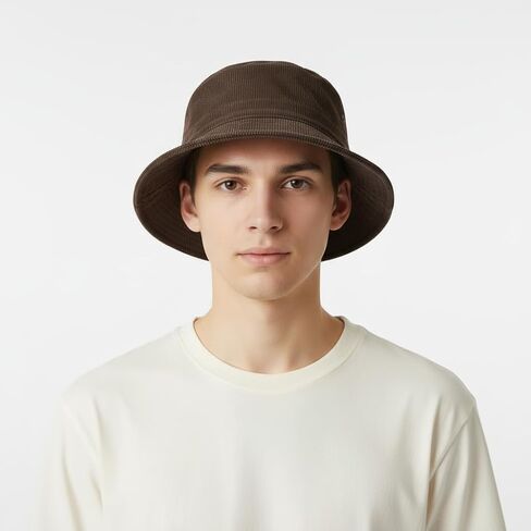 Vintage Corduroy Bucket Hat, Cotton Blend, Unisex, Multiple Colors, Foldable Design for Casual Wear, Travel, Streetwear in Saudi Arabia