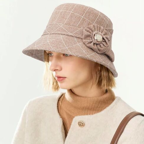 Vintage Fedora Floral Bucket Hat Women Bowler Cloche Hats in Saudi Arabia