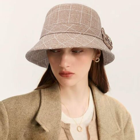 Vintage Fedora Floral Bucket Hat Women Bowler Cloche Hats in Saudi Arabia