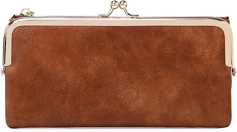 Vintage Bifold Genuine Leather Wallet for Women with Kiss Lock and Zip Coin Pocket (Green) in Saudi Arabia