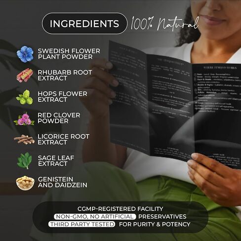 Menopause & Perimenopause Support for Women Non Hormonal OBGYN Formulated with Rhapontic Rhubarb Red Clover Hops &Sage to Help Hot Flashes Night Sweats Sleep and Mood 60 Capsules in Saudi Arabia