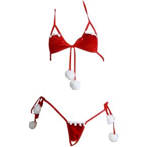 Sexy Christmas Lingerie Autumn Winter Lace Up Fringe Bikini Cosplay Costume Set in Saudi Arabia