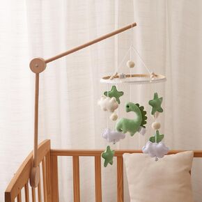 Dinosaur Baby Crib Mobile | Boys Nursery Decoration | Wooden Mobile for Crib | Dinosaur w/Bells Nursery Mobile Theme | Newborn Baby Stuff | Baby Shower Gift for Boys & Girls | Easy Assembly & Durable in Kuwait