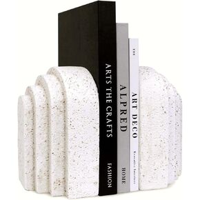 Set of 2 Modern Bookends for Heavy Books,Resin Decorative Book Ends for Shelves,Aesthetic Decor Book Holders Stopper for Bookshelf Decor,Home Decor,Office Decor (Beige) in Kuwait