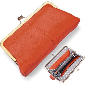 Geninue Leather Wallet Clutch Kiss Lock Purse,Multi-Compartment Card Holder,Phone Bag for iPhone 17 16 15 14 13 12 11 Pro Max,Gift for Women Mum Daughter Granddaughter (Burgundy) in Saudi Arabia