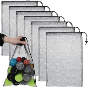 7PCS Mesh Drawstring Bags,11.81 X 17.71 In Mesh Bags with Drawstringg,Sturdy and Durable, Meshes Drawstring Bag, for Pool, Beach Ball,Toys Storage for Collecting,Travel,Sports,Gym, Black in Kuwait