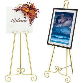 Gold Easel Stand for Sign,Adjustable Easel Dispaly Stand, Metal Easels for Dispalying Pictures,Easels for Wedding Poster Holder,Display Stand with Chain Support in Kuwait
