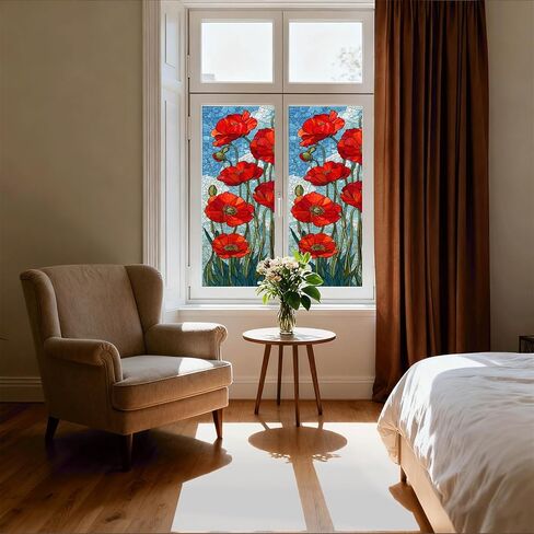 Decorative Privacy Window Film Warm Floral Vine Stained Glass Style Window Cling for Kitchen Bathroom Living Room in Saudi Arabia
