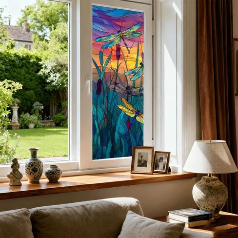 Decorative Privacy Window Film Warm Floral Vine Stained Glass Style Window Cling for Kitchen Bathroom Living Room in Saudi Arabia