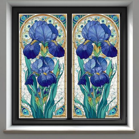 Decorative Privacy Window Film Warm Floral Vine Stained Glass Style Window Cling for Kitchen Bathroom Living Room in Saudi Arabia