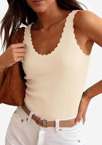 PRETTYGARDEN Womens Summer Sleeveless Tank Tops 2026 V Neck Ruffle Lightweight Ribbed Knit Shirt Casual Going Out Top in Saudi Arabia