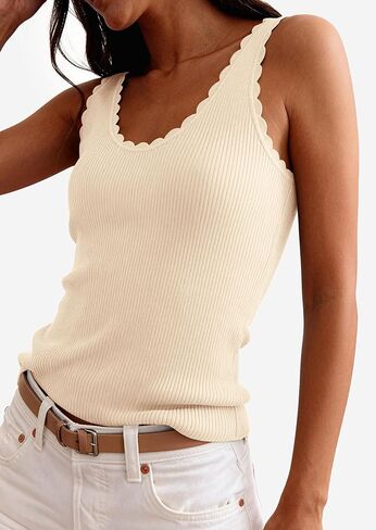 PRETTYGARDEN Womens Summer Sleeveless Tank Tops 2026 V Neck Ruffle Lightweight Ribbed Knit Shirt Casual Going Out Top in Saudi Arabia