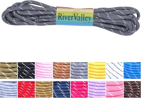أربطة أحذية دائرية من RiverValley [زوجان] - أربطة متينة شديدة التحمل للأحذية طويلة الرقبة وأحذية العمل وأحذية المشي لمسافات طويلة in Kuwait