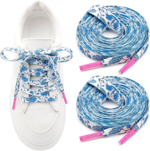 Pattern Printed Shoe Laces: 2 Pairs 8MM Wide Flat Colorful Shoelaces in Saudi Arabia