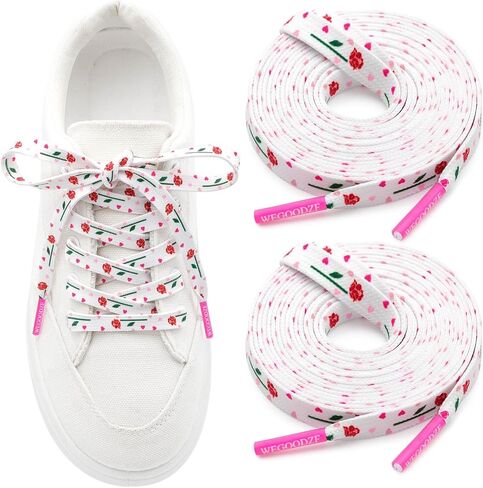 Pattern Printed Shoe Laces: 2 Pairs 8MM Wide Flat Colorful Shoelaces in Saudi Arabia