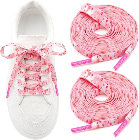 Pattern Printed Shoe Laces: 2 Pairs 8MM Wide Flat Colorful Shoelaces in Saudi Arabia