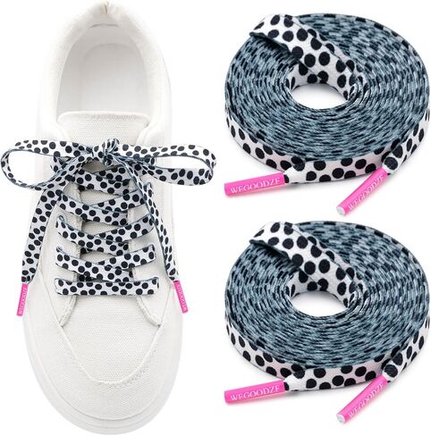 Pattern Printed Shoe Laces: 2 Pairs 8MM Wide Flat Colorful Shoelaces in Saudi Arabia