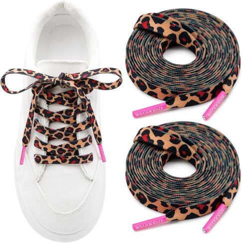 Pattern Printed Shoe Laces: 2 Pairs 8MM Wide Flat Colorful Shoelaces in Saudi Arabia