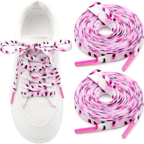 Pattern Printed Shoe Laces: 2 Pairs 8MM Wide Flat Colorful Shoelaces in Saudi Arabia