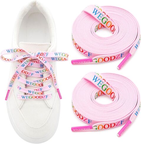 Pattern Printed Shoe Laces: 2 Pairs 8MM Wide Flat Colorful Shoelaces in Saudi Arabia