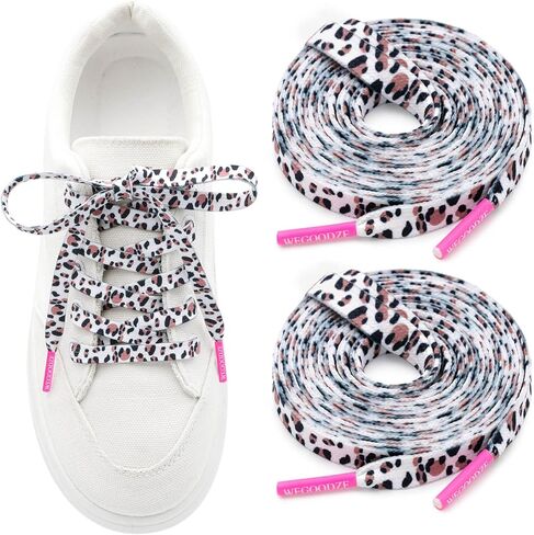 Pattern Printed Shoe Laces: 2 Pairs 8MM Wide Flat Colorful Shoelaces in Saudi Arabia