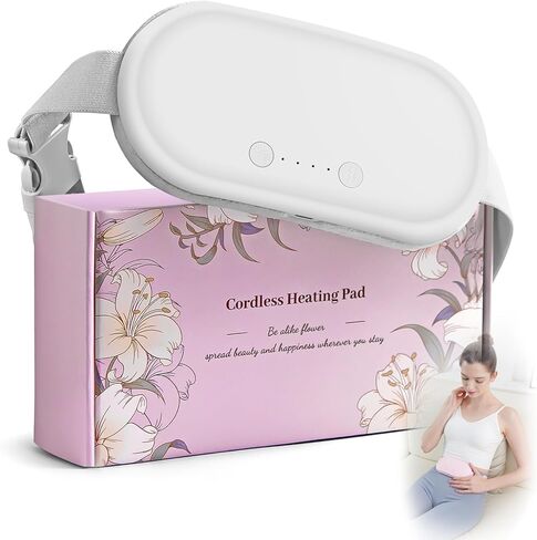 Portable Electric Heating Pad for Period Cramps, Menstrual Heating Pads with 4 Heat Levels and 4 Vibrating Modes for Women Stomach Pain Relief-Pink in Saudi Arabia