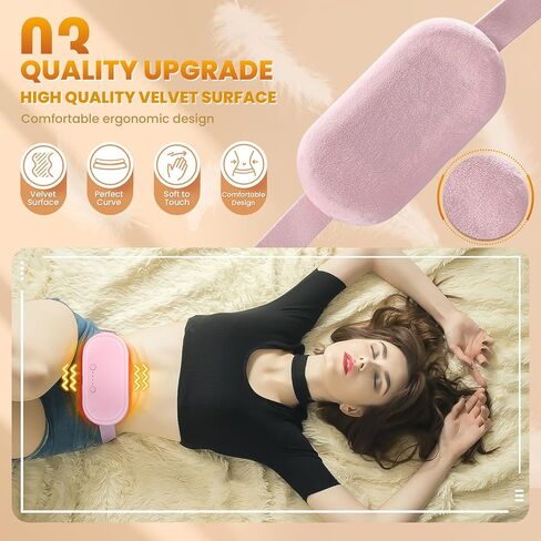 Portable Electric Heating Pad for Period Cramps, Menstrual Heating Pads with 4 Heat Levels and 4 Vibrating Modes for Women Stomach Pain Relief-Pink in Saudi Arabia