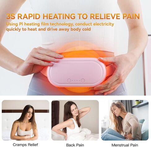 Portable Electric Heating Pad for Period Cramps, Menstrual Heating Pads with 4 Heat Levels and 4 Vibrating Modes for Women Stomach Pain Relief-Pink in Saudi Arabia