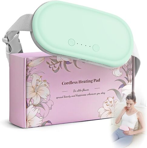 Portable Electric Heating Pad for Period Cramps, Menstrual Heating Pads with 4 Heat Levels and 4 Vibrating Modes for Women Stomach Pain Relief-Pink in Saudi Arabia