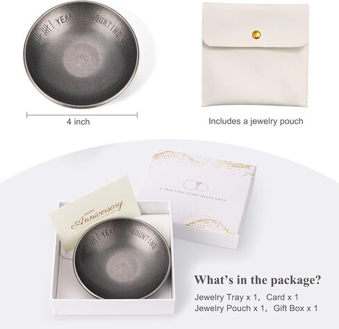 11 Year Anniversary Wedding Gifts for Him, 11th Anniversary Jewelry Tray for Her Wife Couple Husband, Steel Gifts Ring Holder Dish & Card & Gift Box, 4" in Saudi Arabia