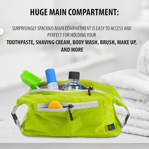 Lewis N. Clark ElectroLight Toiletry Kit, Waterproof Fabric Portable and Lightweight, Neon Lemon, One Size in Saudi Arabia