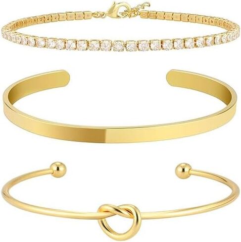 ONLYJUMP 14K Gold Plated Forever Love Knot Infinity Bracelets for Women Simple Delicate Open Adjustable Love Heart Cuff Bracelet Minimalist Knot Bangles Bracelet Fashion Jewellery Gift in Saudi Arabia