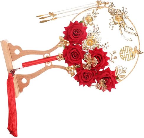 Ciieeo Delicate Floral Hand Fan Retro Chinese Style Wedding Accessory with Tassel Luxurious Alloy Design for Elegant Celebrations and Home Decoration for Brides and Guests in Saudi Arabia