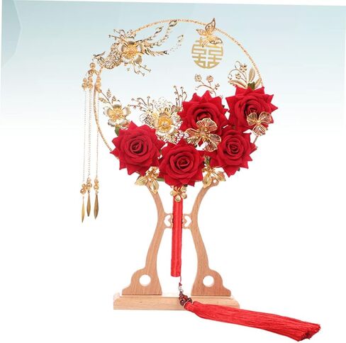 Ciieeo Delicate Floral Hand Fan Retro Chinese Style Wedding Accessory with Tassel Luxurious Alloy Design for Elegant Celebrations and Home Decoration for Brides and Guests in Saudi Arabia