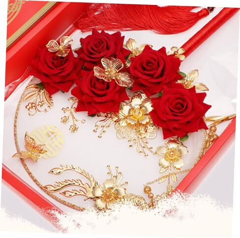Ciieeo Delicate Floral Hand Fan Retro Chinese Style Wedding Accessory with Tassel Luxurious Alloy Design for Elegant Celebrations and Home Decoration for Brides and Guests in Saudi Arabia