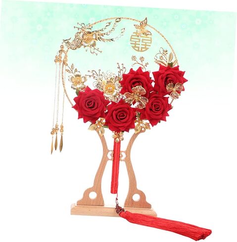 Ciieeo Delicate Floral Hand Fan Retro Chinese Style Wedding Accessory with Tassel Luxurious Alloy Design for Elegant Celebrations and Home Decoration for Brides and Guests in Saudi Arabia