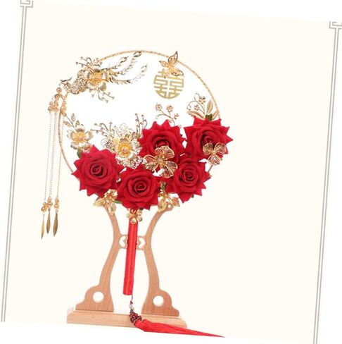 Ciieeo Delicate Floral Hand Fan Retro Chinese Style Wedding Accessory with Tassel Luxurious Alloy Design for Elegant Celebrations and Home Decoration for Brides and Guests in Saudi Arabia