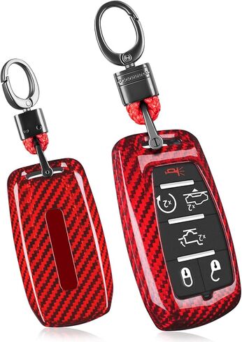 Real Glass Fiber Key Fob Protector Compatible with Ram Key fob Cover fits for Ram1500 2500 3500 TRX Limited Rebel Bighorn Lonestar Laramie Key Fob Case,Red in Kuwait