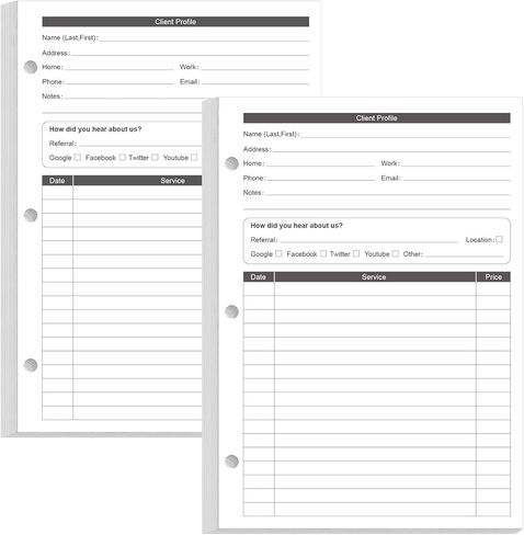 (عبوتان) بطاقات إدخال A5 Stylist Binder - بطاقات ملف تعريف العميل ذات 3 فتحات لمصفف الشعر، الصالون، المنتجعات الصحية، مصفف الشعر، 200 ورقة/400 صفحة بطاقات عميل بيانات الأعمال، 5.8 بوصة × 8.3 بوصة in Kuwait