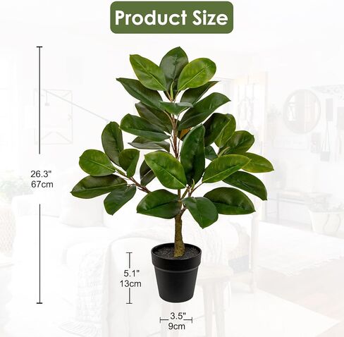 Briful Artificial Magnolia Tree in Black Pot – 26.3in Tall Faux Magnolia Greenery Plant Fake Potted Silk Tree for Home Office Room Kitchen Outdoor Porch Décor in Saudi Arabia
