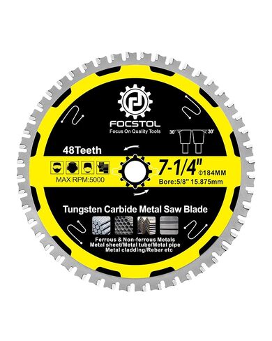 6-1/2 Inch Metal Cutting Circular Saw Blade - FOCSTOL Tungsten Carbide Tipped Saw Blade 48T for Steel Stainless Steel Ferrous Metals Steel Pipe Arbor 4/5 Inch x 5/8 Inch in Kuwait