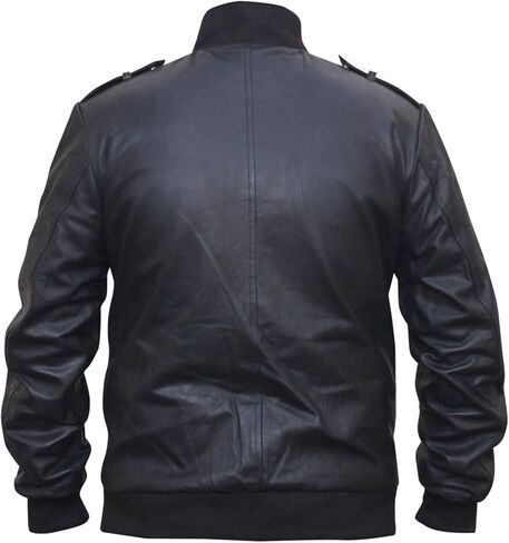 A-R✔ Men's Black Genuine Leather Jacket Original Lambskin Leather for Men Leather Bomber Jacket in Saudi Arabia