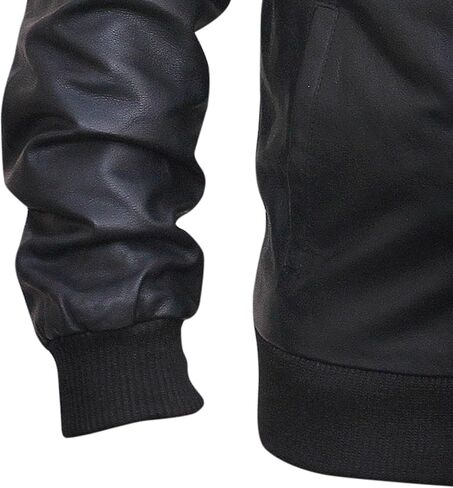 A-R✔ Men's Black Genuine Leather Jacket Original Lambskin Leather for Men Leather Bomber Jacket in Saudi Arabia